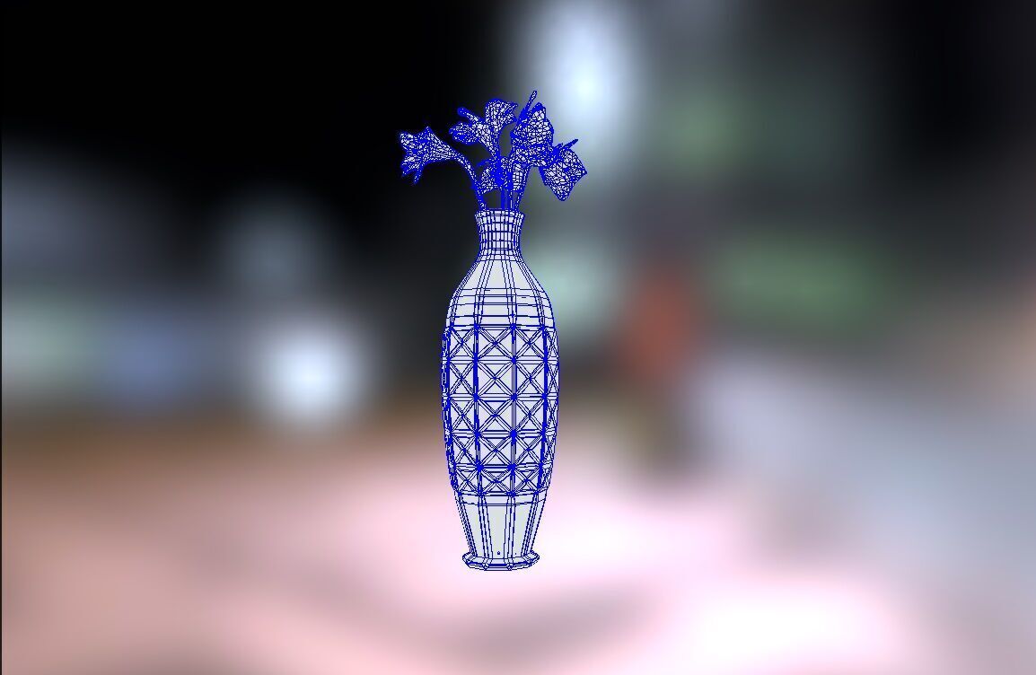 Vase with flowers Low-poly 3D model_2