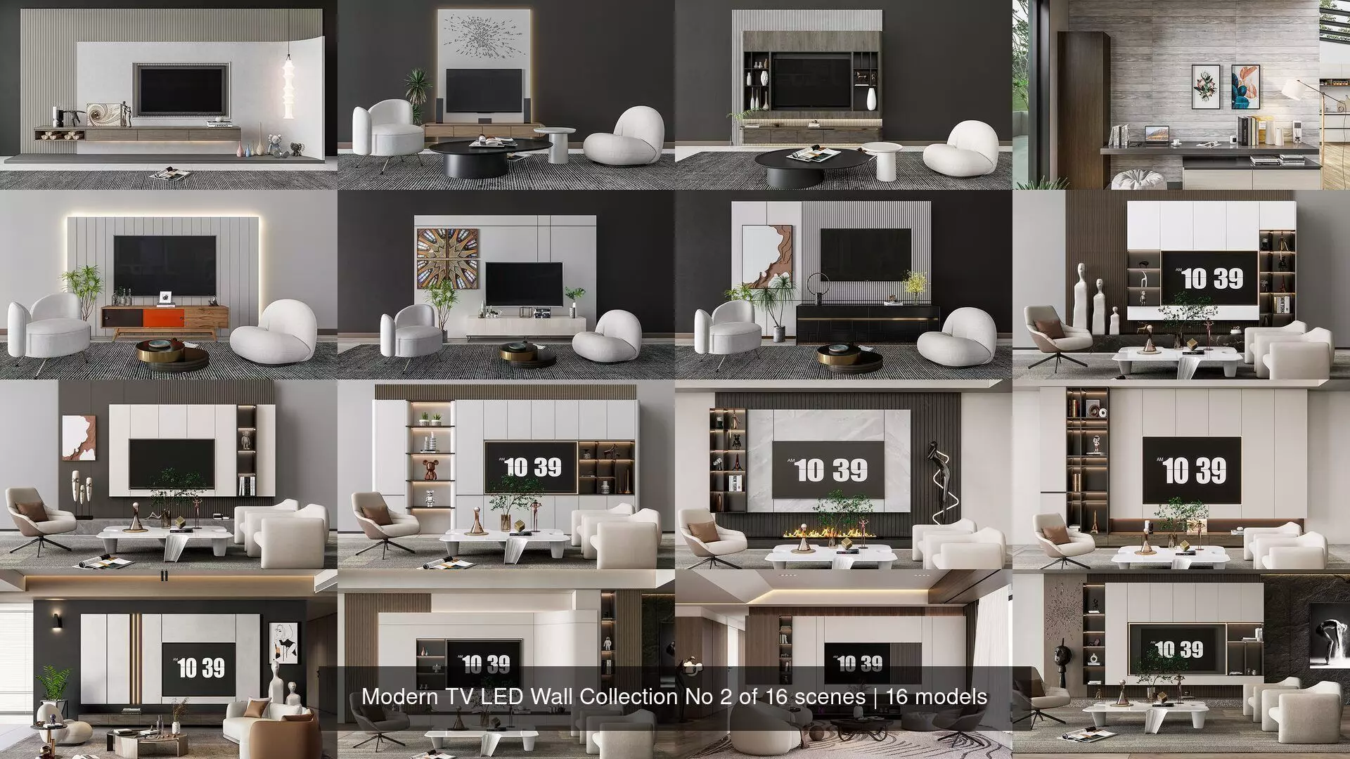 Modern TV LED Wall Collection No 2 of 16 scenes _0