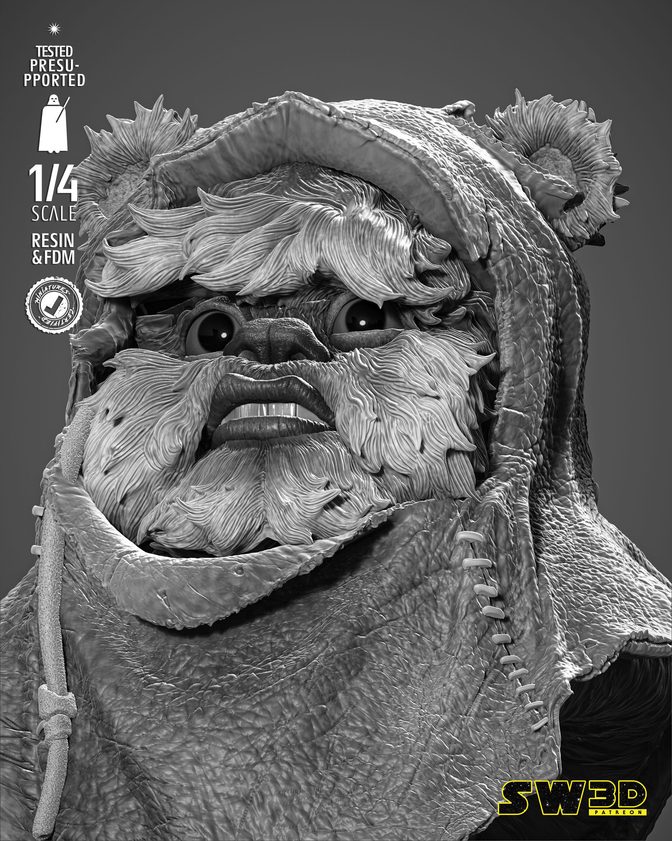 STAR WARS Ewoks Portrait Bust 3D print model_33