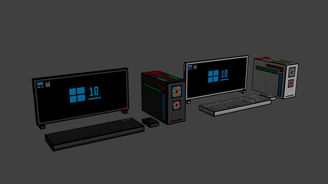 PC pixel  Low-poly 3D model