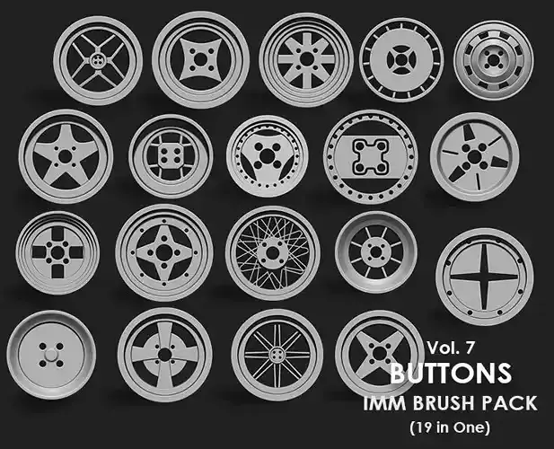 Buttons Collection IMM Brush Pack 19 in One VOL 7