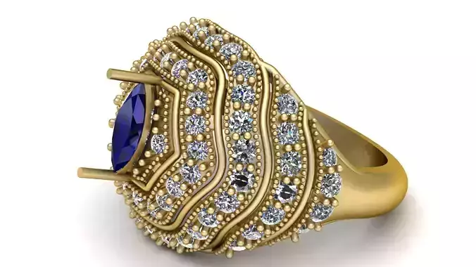 HIP HOP QUEEN ENGAGEMENT RING 3D PRINTABLE MODEL