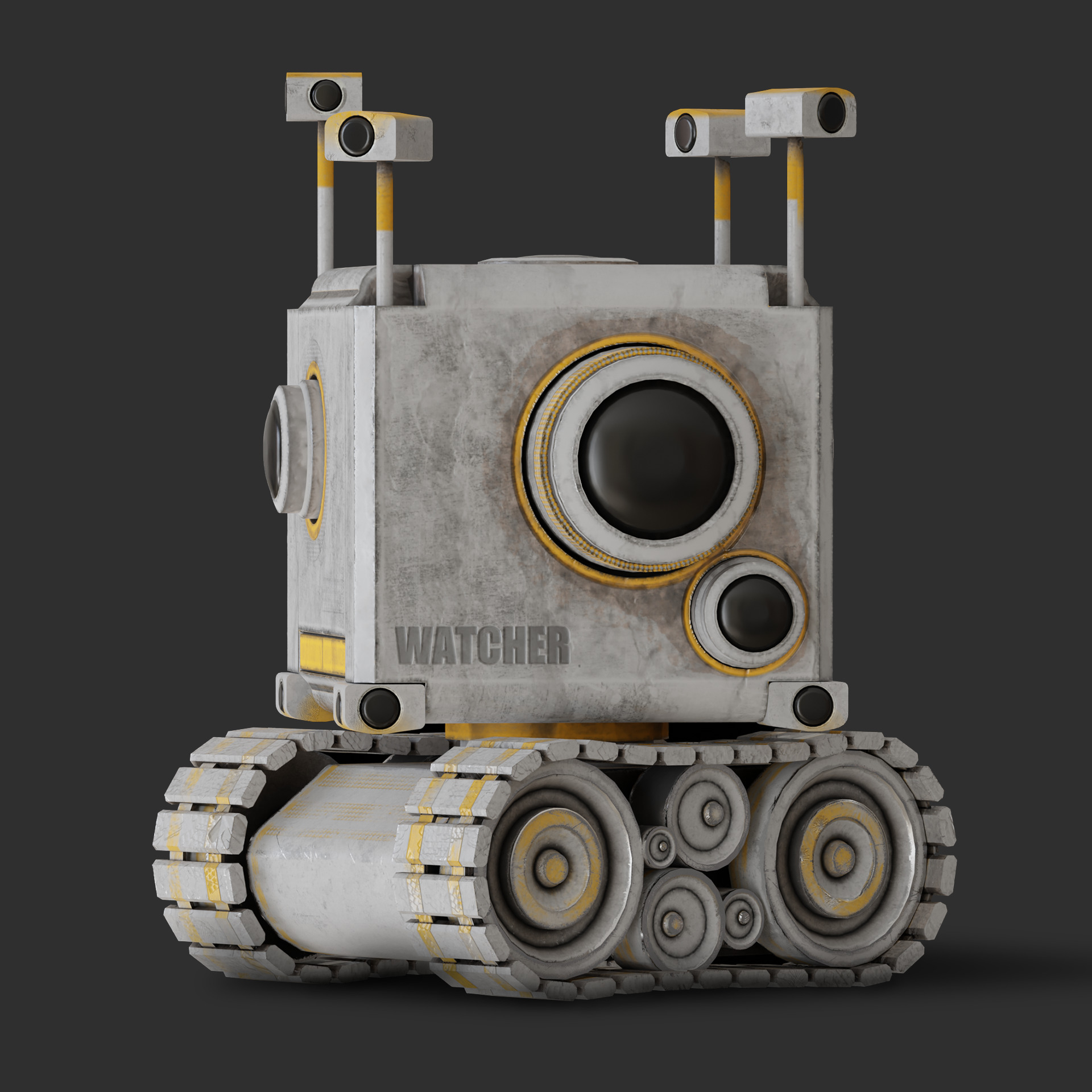 Camera Robot rigged and animated game ready Low-poly 3D model_7