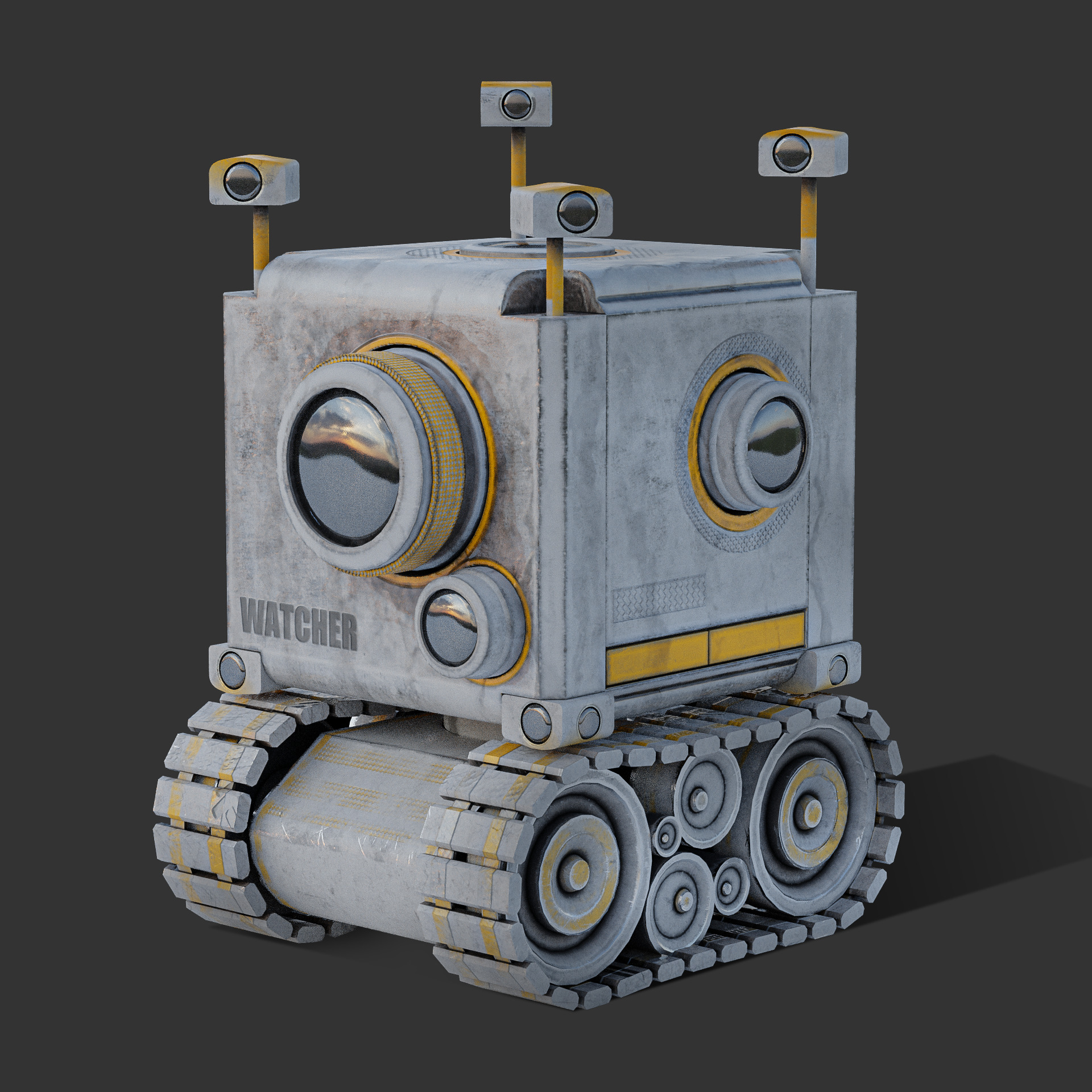 Camera Robot rigged and animated game ready Low-poly 3D model_6