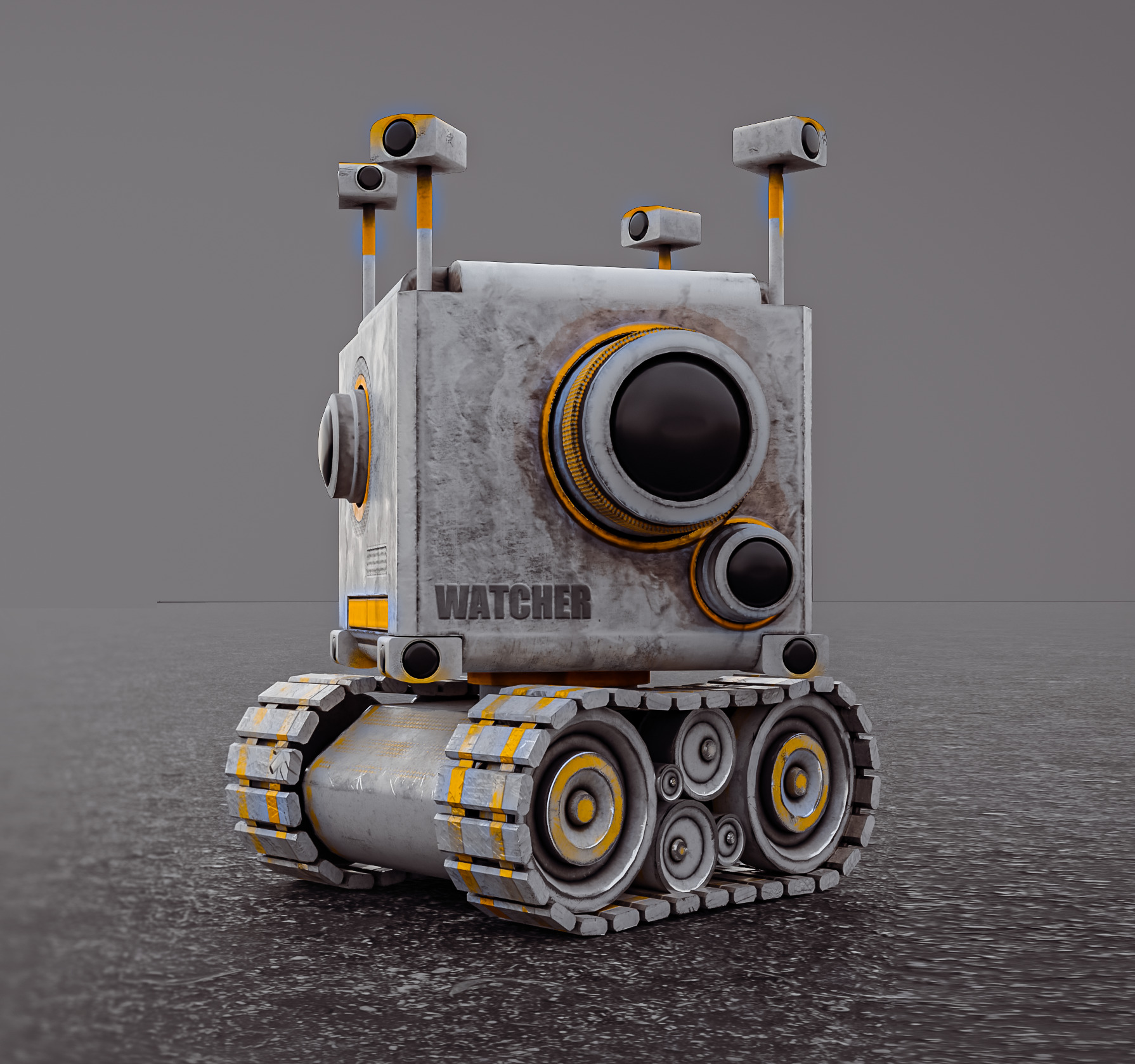 Camera Robot rigged and animated game ready Low-poly 3D model_2