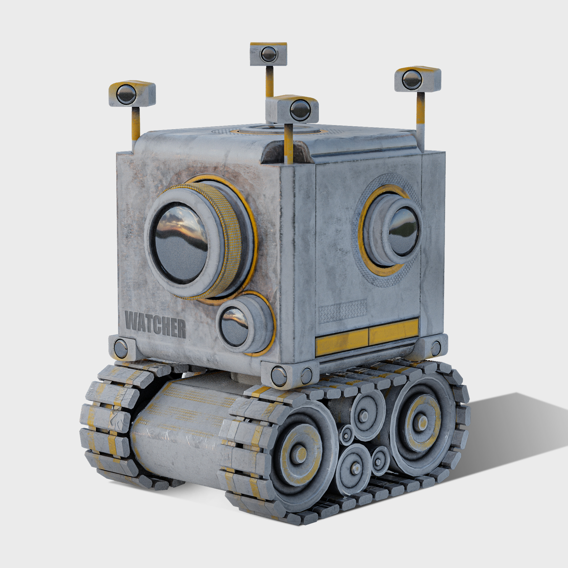 Camera Robot rigged and animated game ready Low-poly 3D model_11
