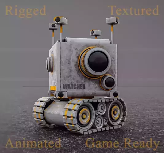 Camera Robot rigged and animated game ready Low-poly 3D model