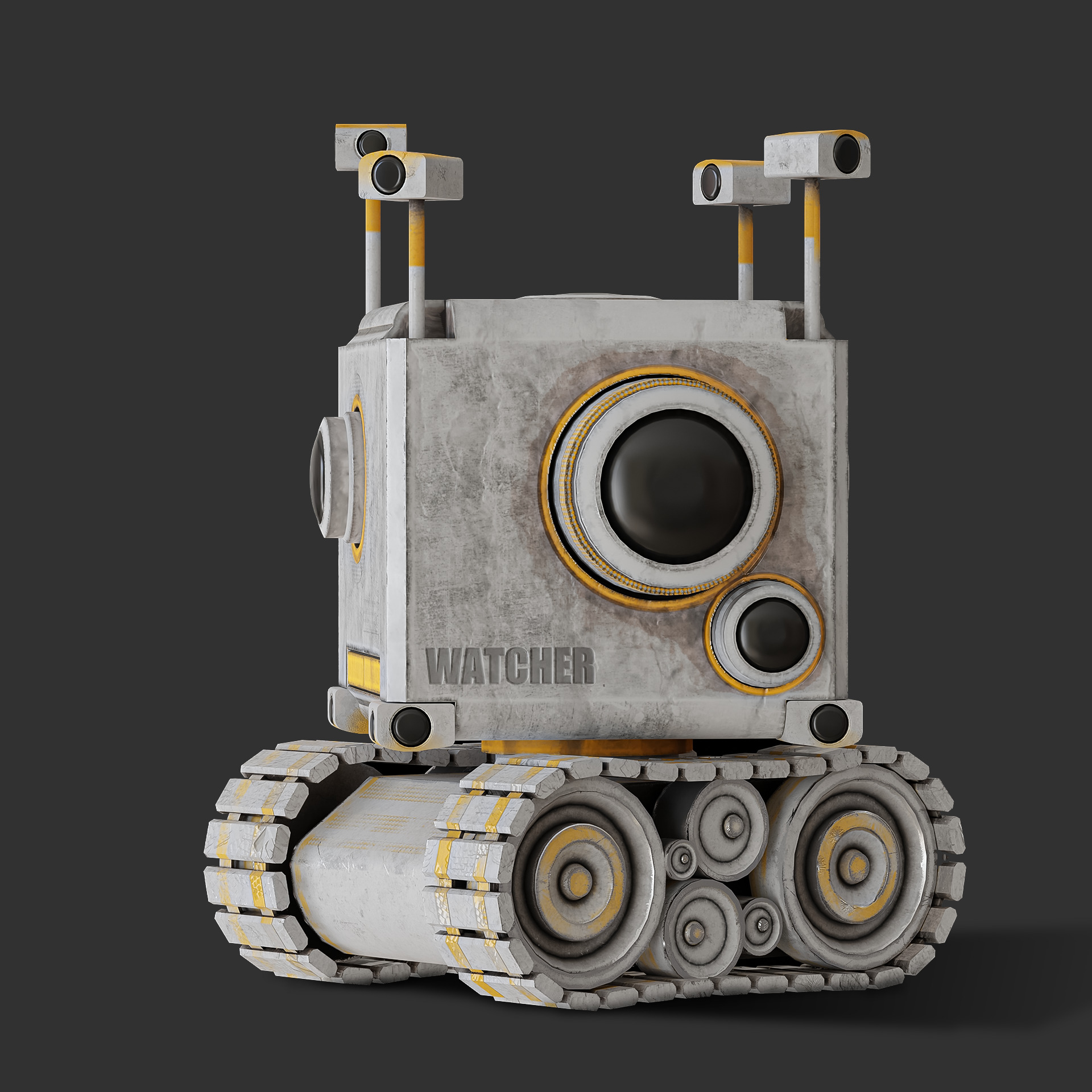 Camera Robot rigged and animated game ready Low-poly 3D model_8