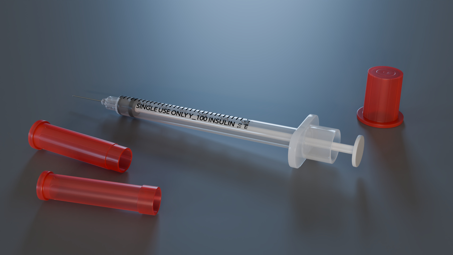 Insulin Syringe 03 mL realistic 3D model_4