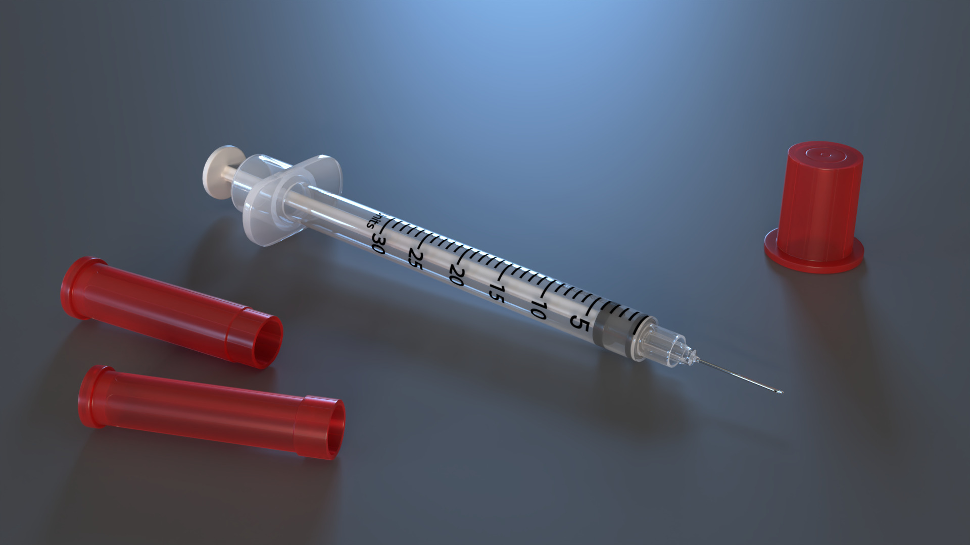 Insulin Syringe 03 mL realistic 3D model_3