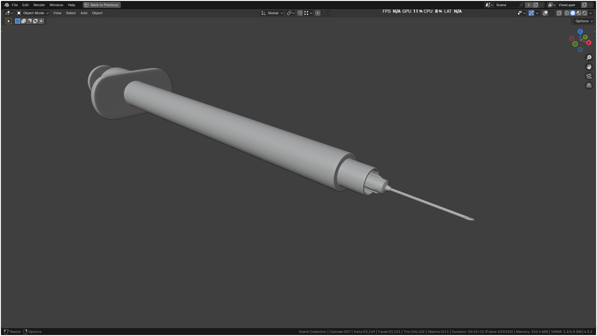 Insulin Syringe 03 mL realistic 3D model_25