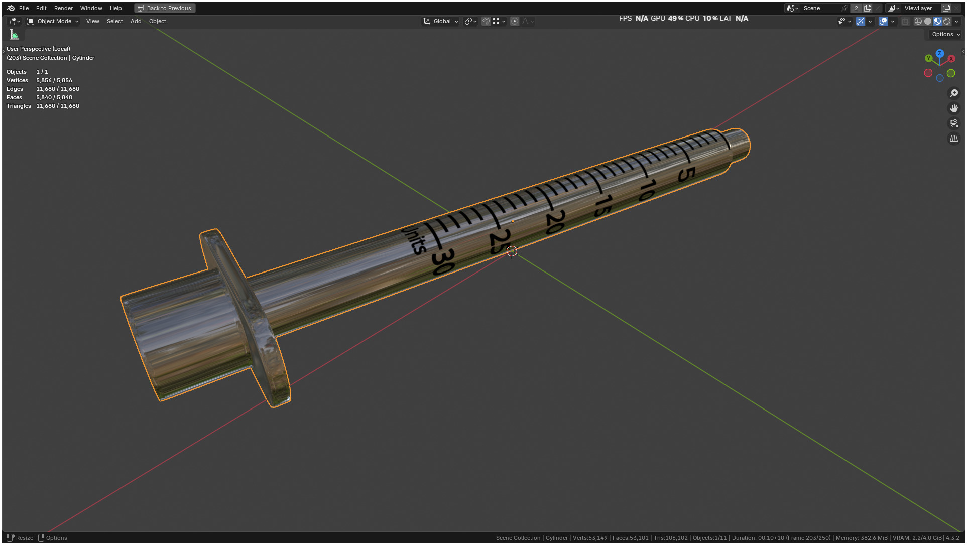 Insulin Syringe 03 mL realistic 3D model_11