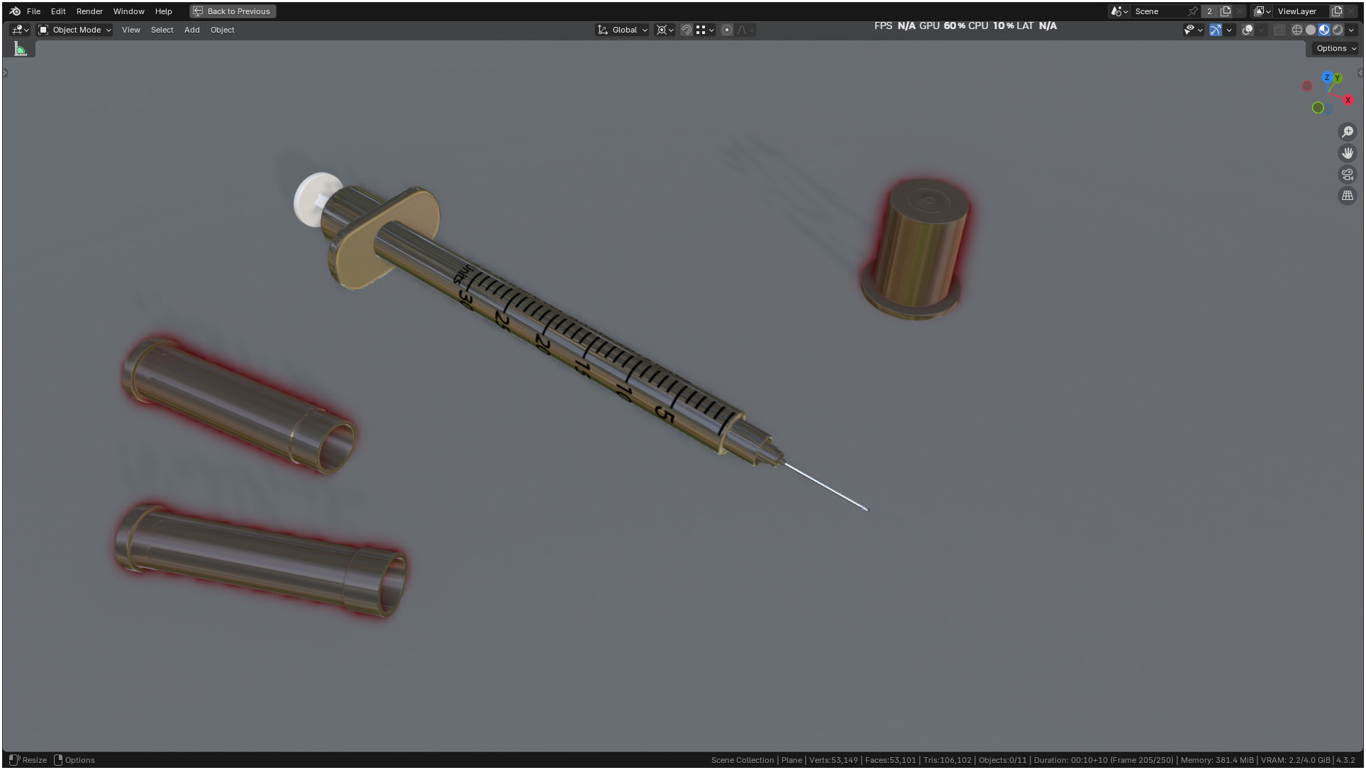 Insulin Syringe 03 mL realistic 3D model_59