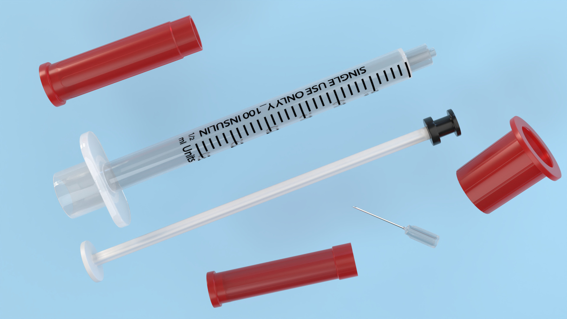 Insulin Syringe 03 mL realistic 3D model_5