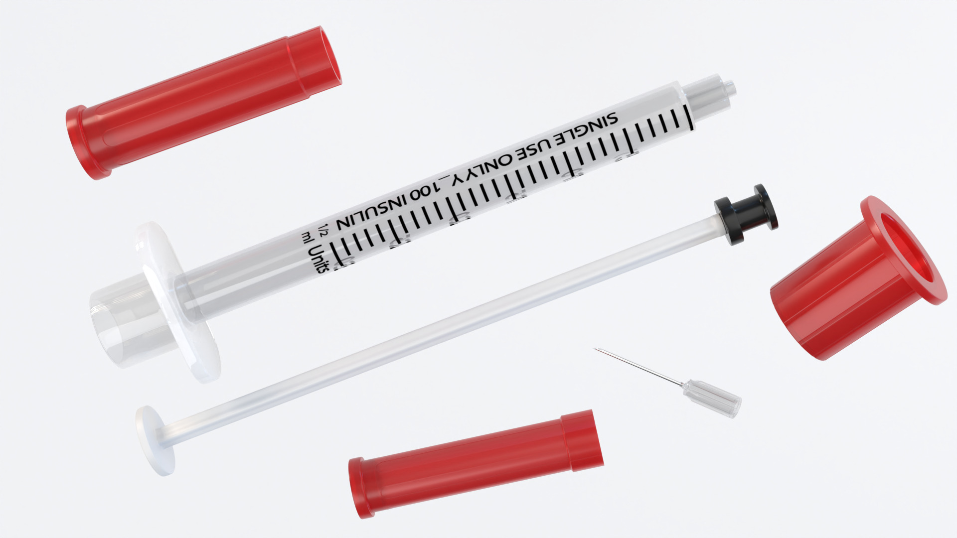 Insulin Syringe 03 mL realistic 3D model_1