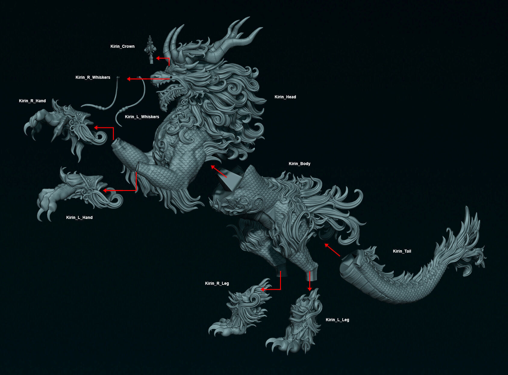 Kirin Sculpture 3D print model_2