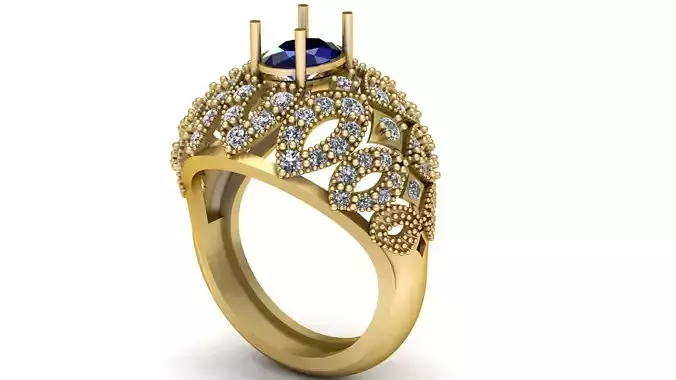 BLUE SAPPHIRE RING 3D PRINTABLE MODEL 3D print model