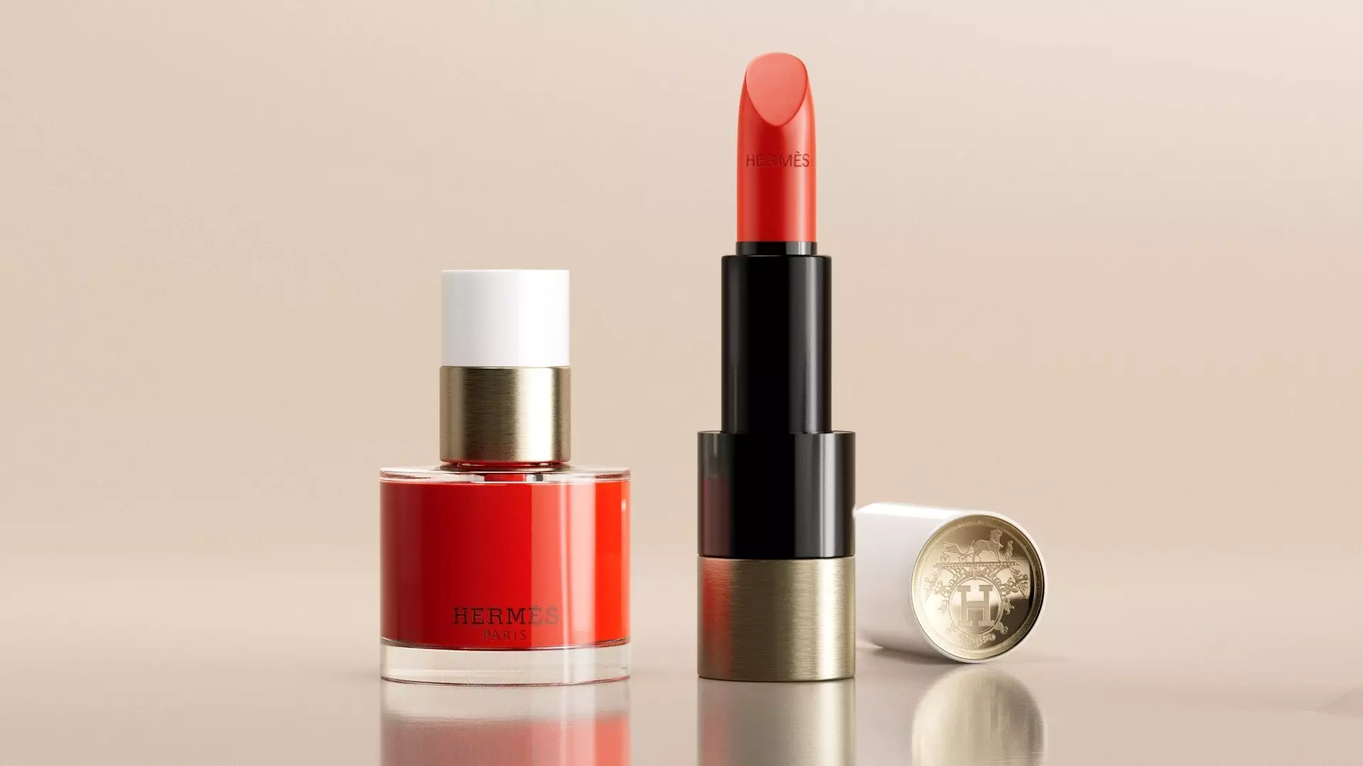 Rouge HERMES - Les mains HERMES - lipstick and polish 3D model_0
