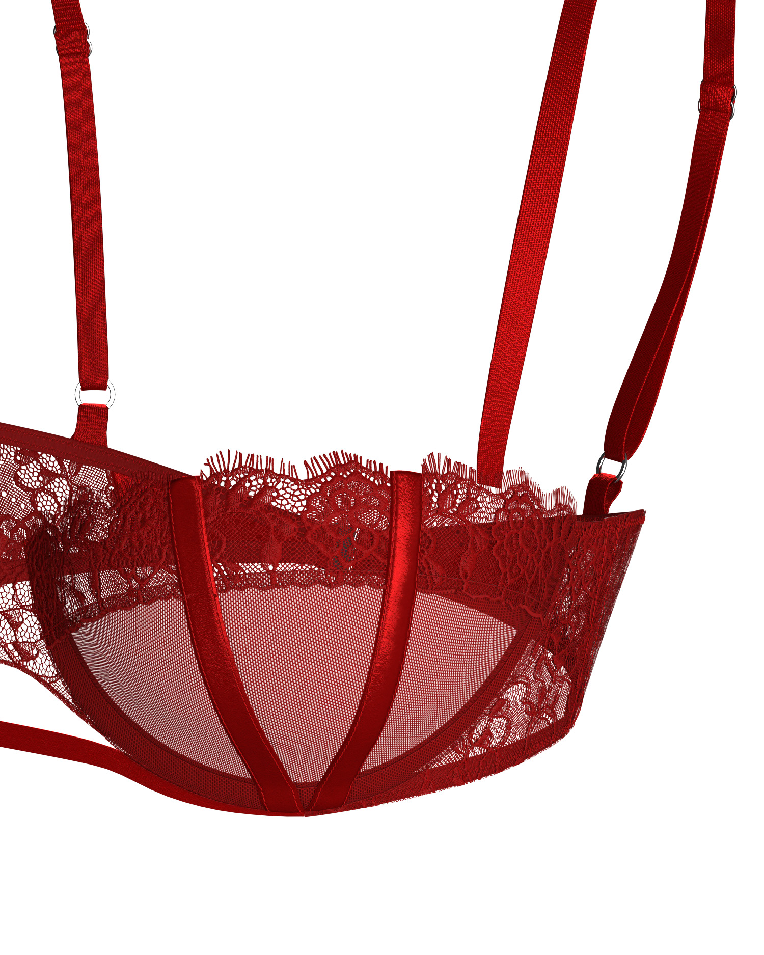 Women Balconette Lace Bra 3D model_3