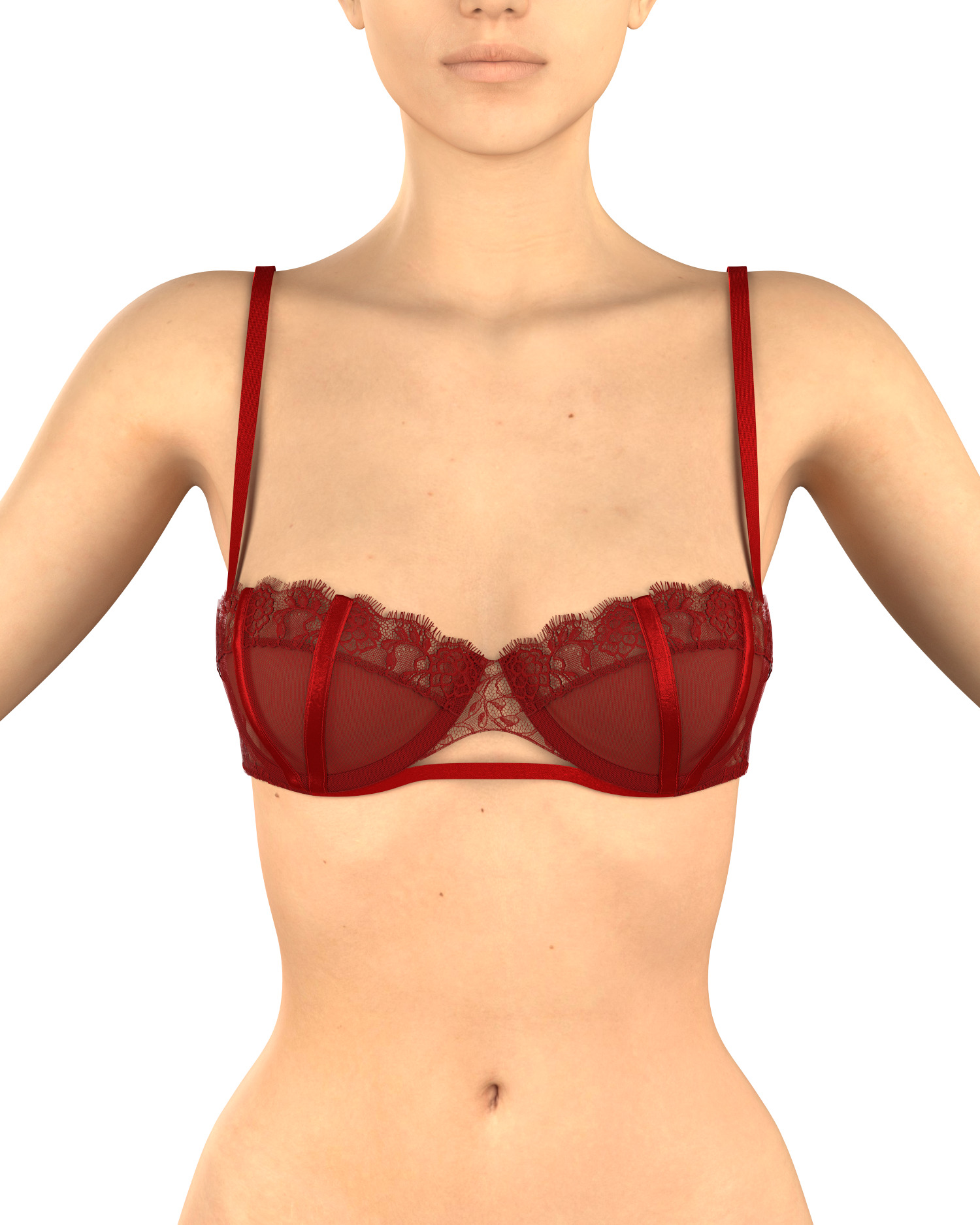 Women Balconette Lace Bra 3D model_4