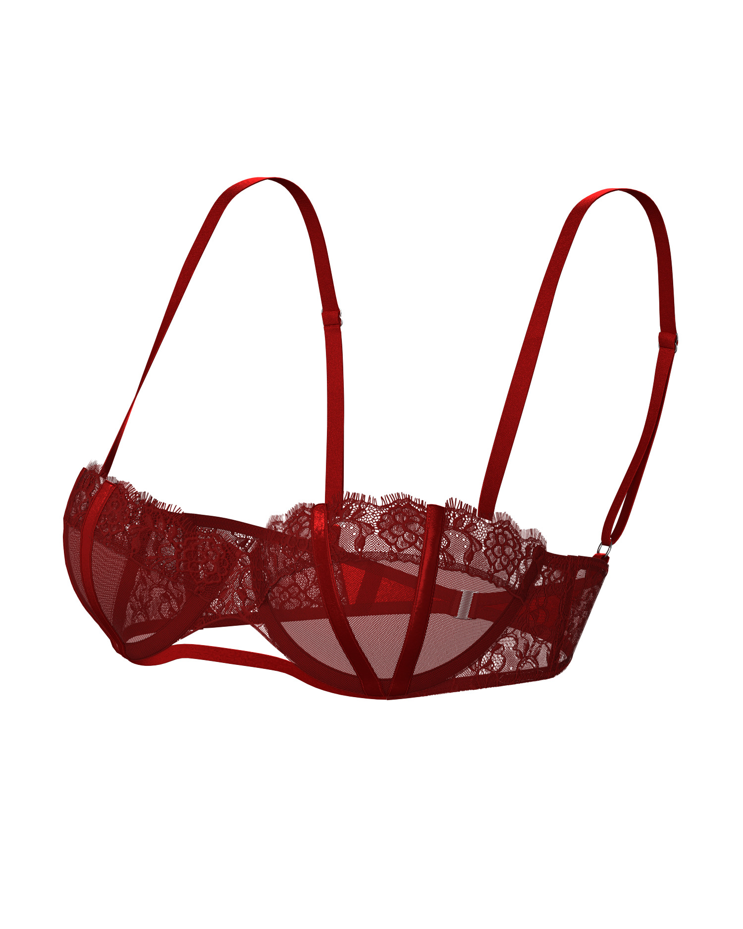 Women Balconette Lace Bra 3D model_1