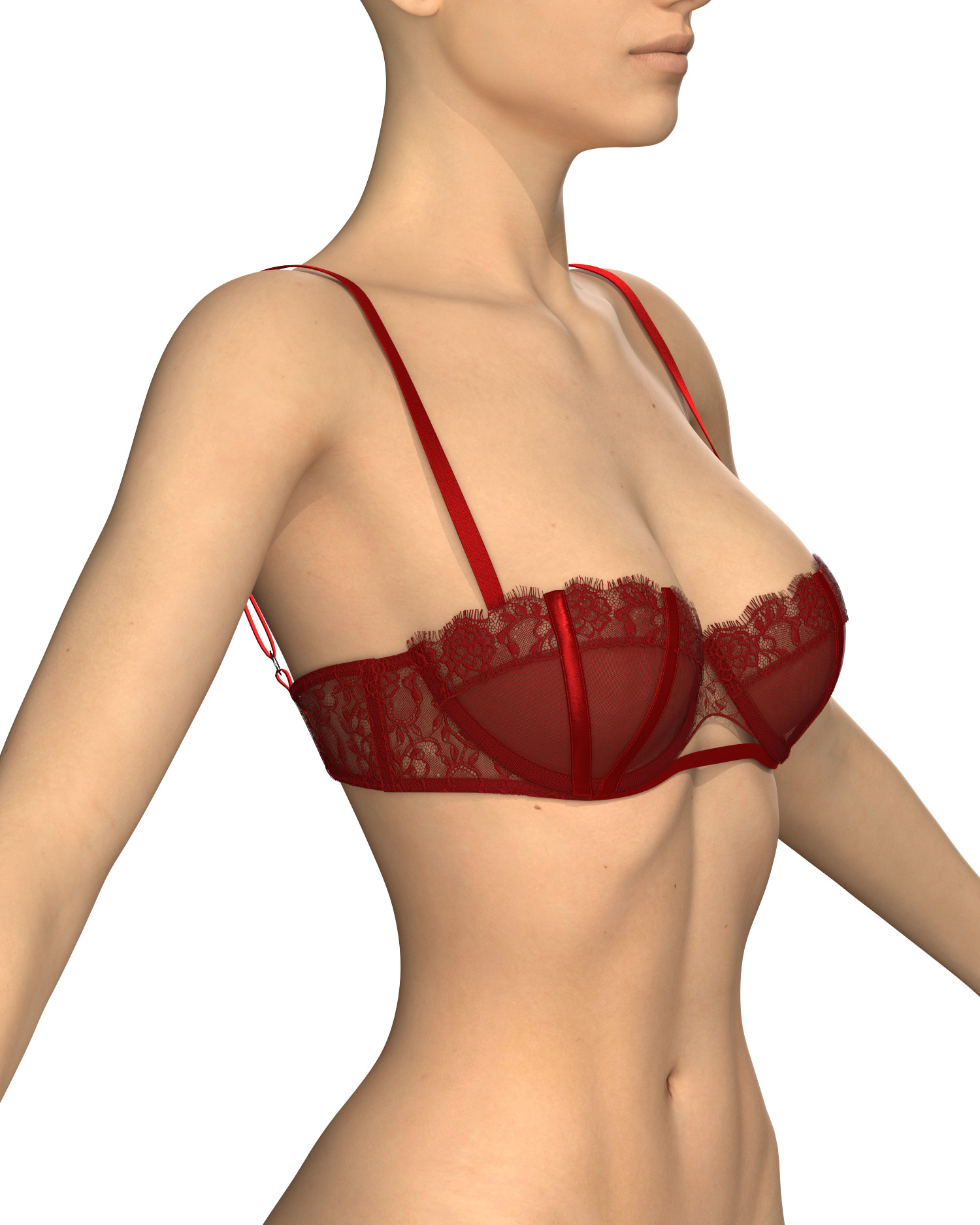 Women Balconette Lace Bra 3D model_5