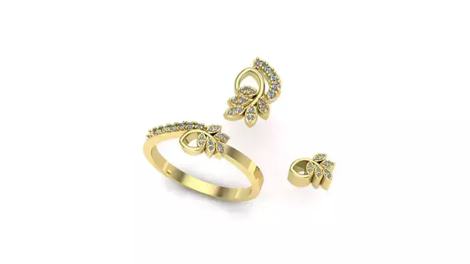 diamond ring pendant earring set