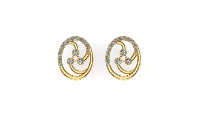 diamond stud earrings 3d cad model