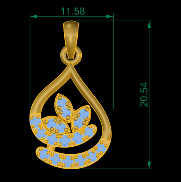 diamond pendant 3d cad model 3D print model_1