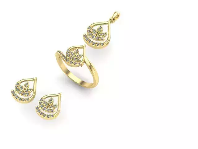 diamond ring pendant earring set
