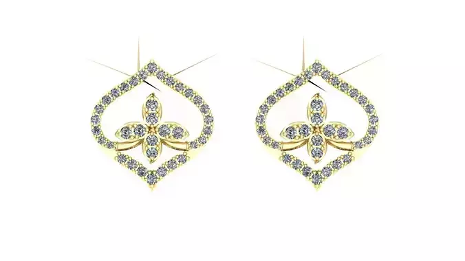 diamond stud earrings 3dd cad model 3D print model