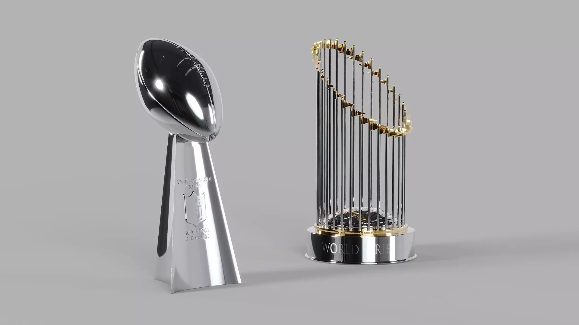 NFL Vince Lombardi and MLB Commissioners Trophies Pack 3D model