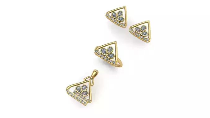 diamond pendant earring ring set