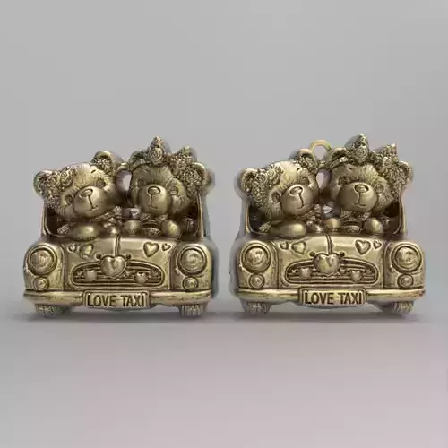 valentines teddy love taxi keychain