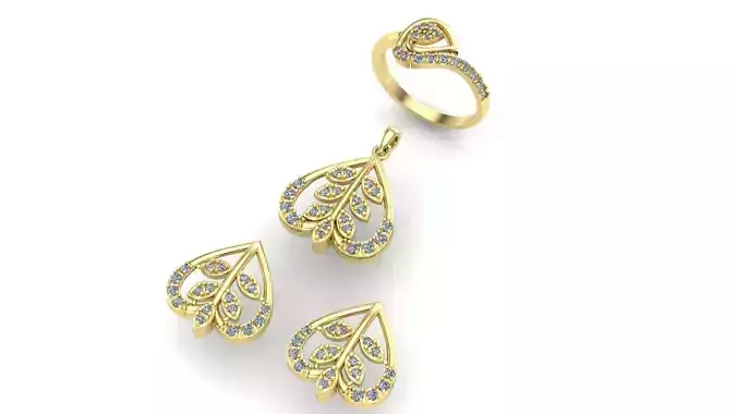 diamond ring pendant earring set