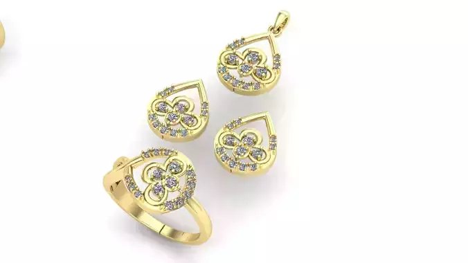 ring pendant earring diamond set 