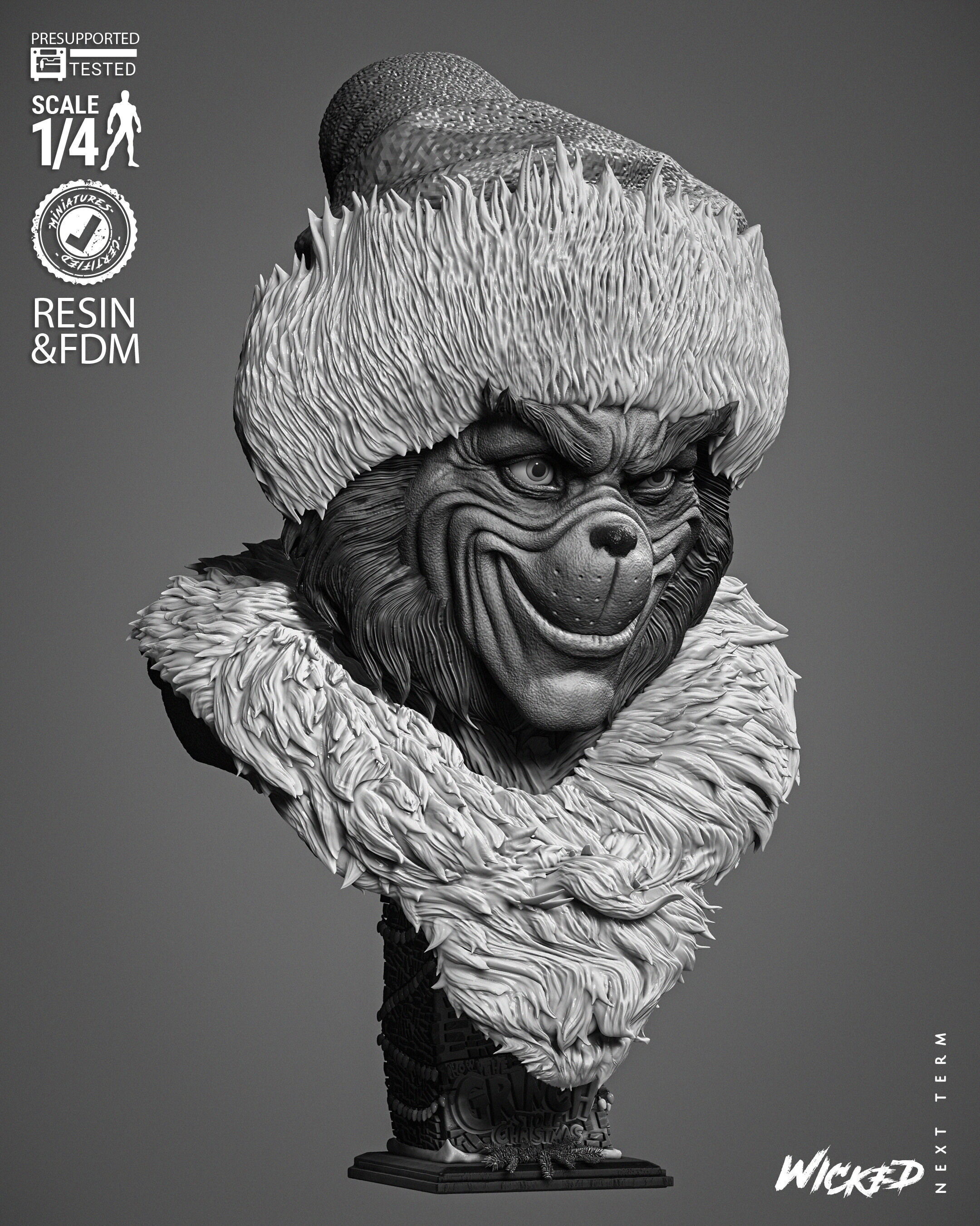 Wicked Movies Grinch Portrait Bust 3D print model_10
