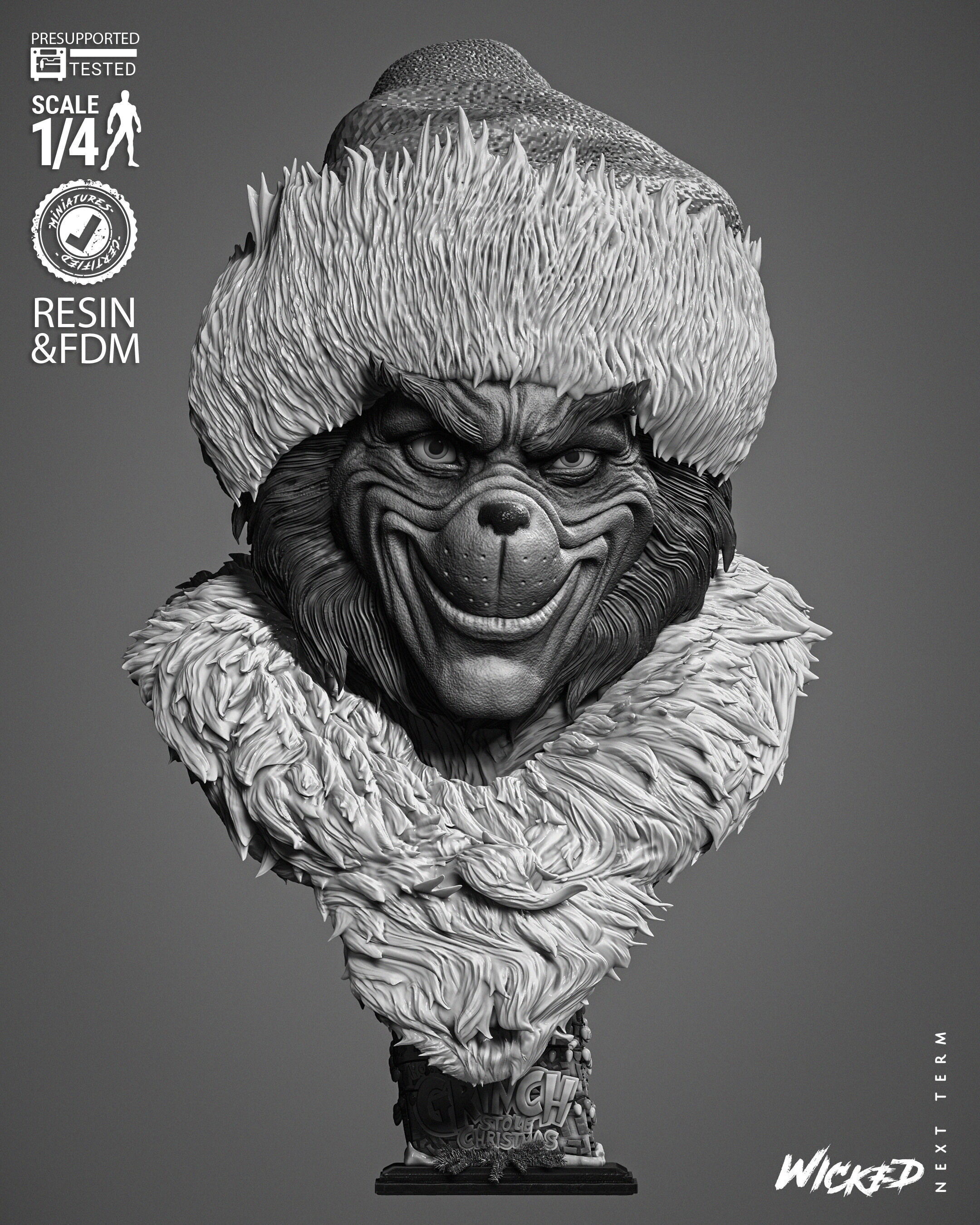 Wicked Movies Grinch Portrait Bust 3D print model_4