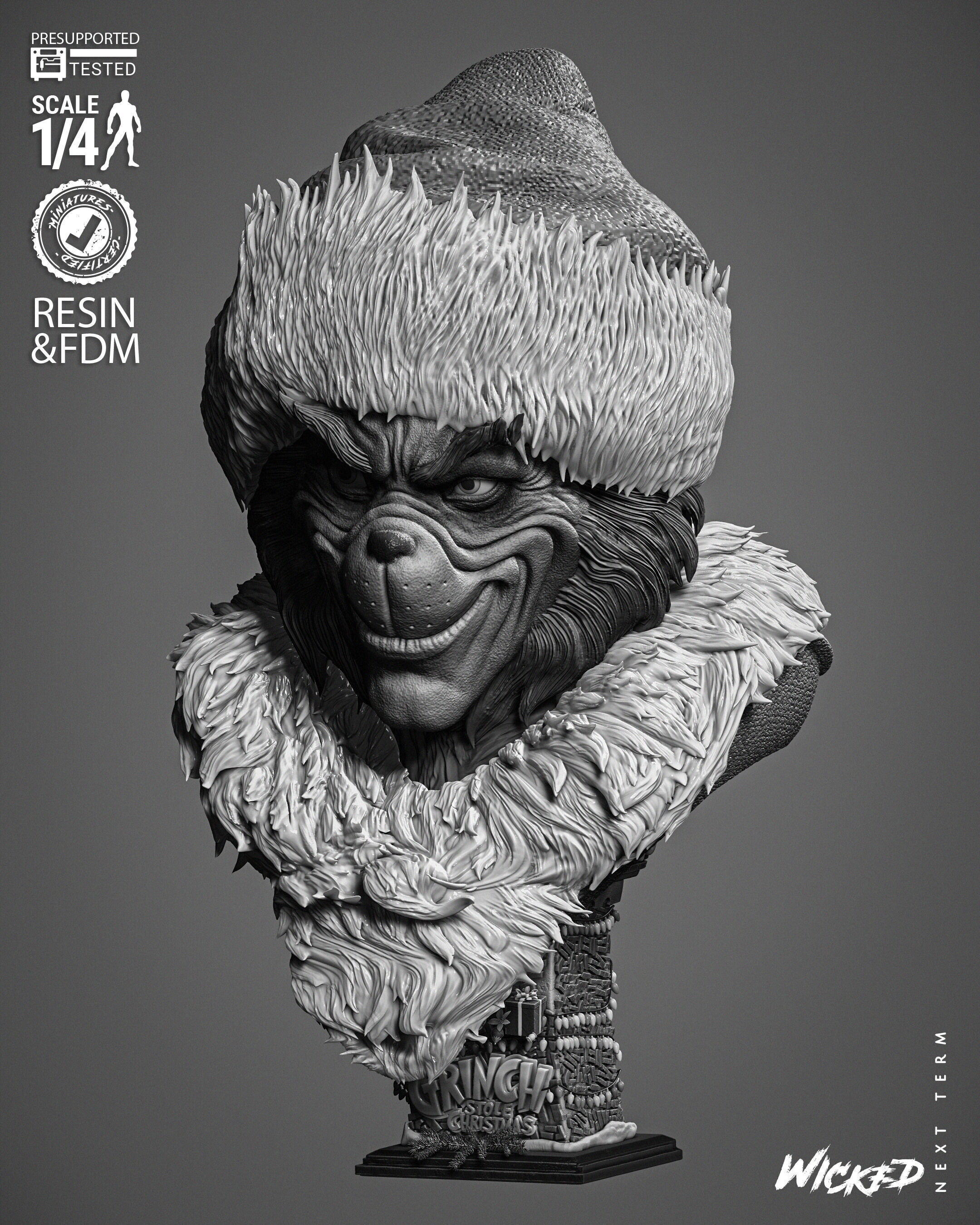 Wicked Movies Grinch Portrait Bust 3D print model_7