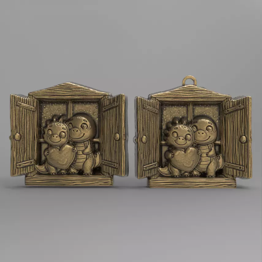 valentines dragon window decor 3D print model