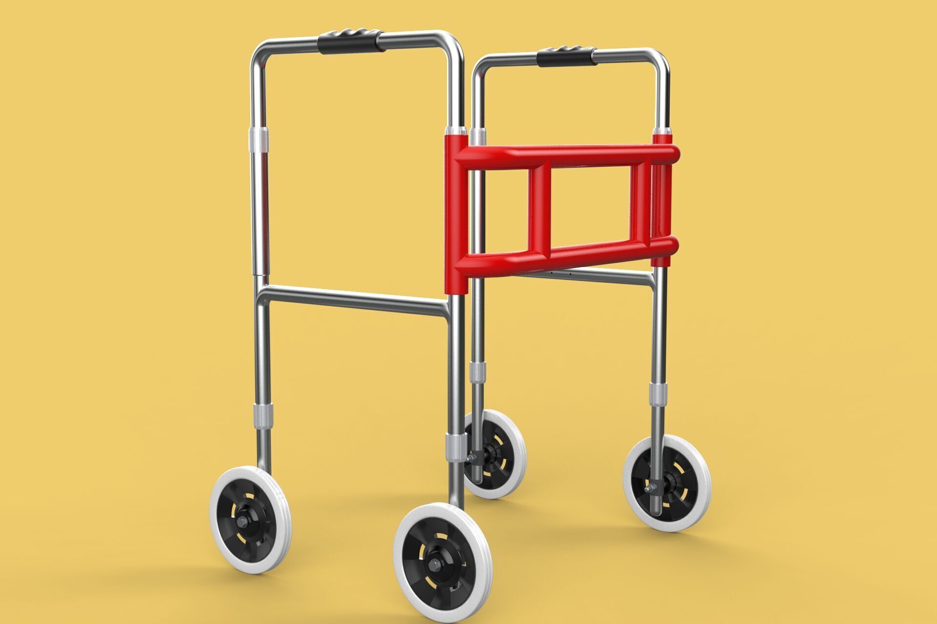 ROLLING WHEELED WALKER ZIMMER WALKING FRAME ROLLATOR FOLDABLE 3D model_14