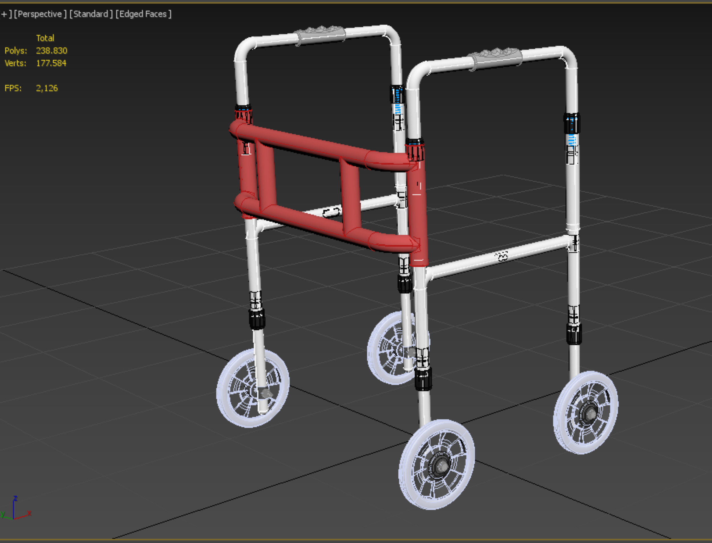 ROLLING WHEELED WALKER ZIMMER WALKING FRAME ROLLATOR FOLDABLE 3D model_30