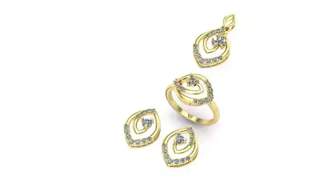 diamond ring pendant earring set 