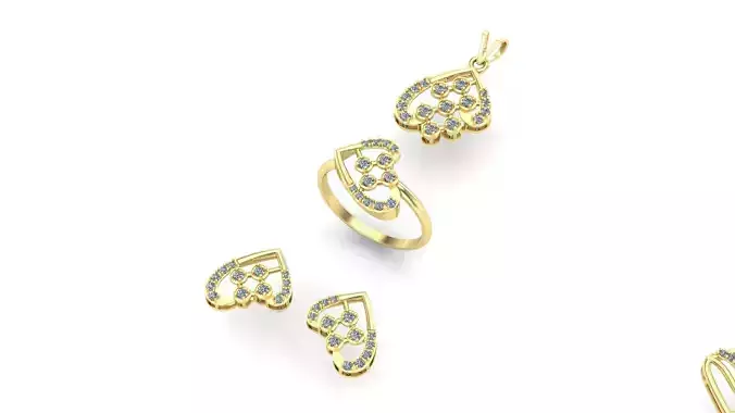 diamond ring pendant earring set 