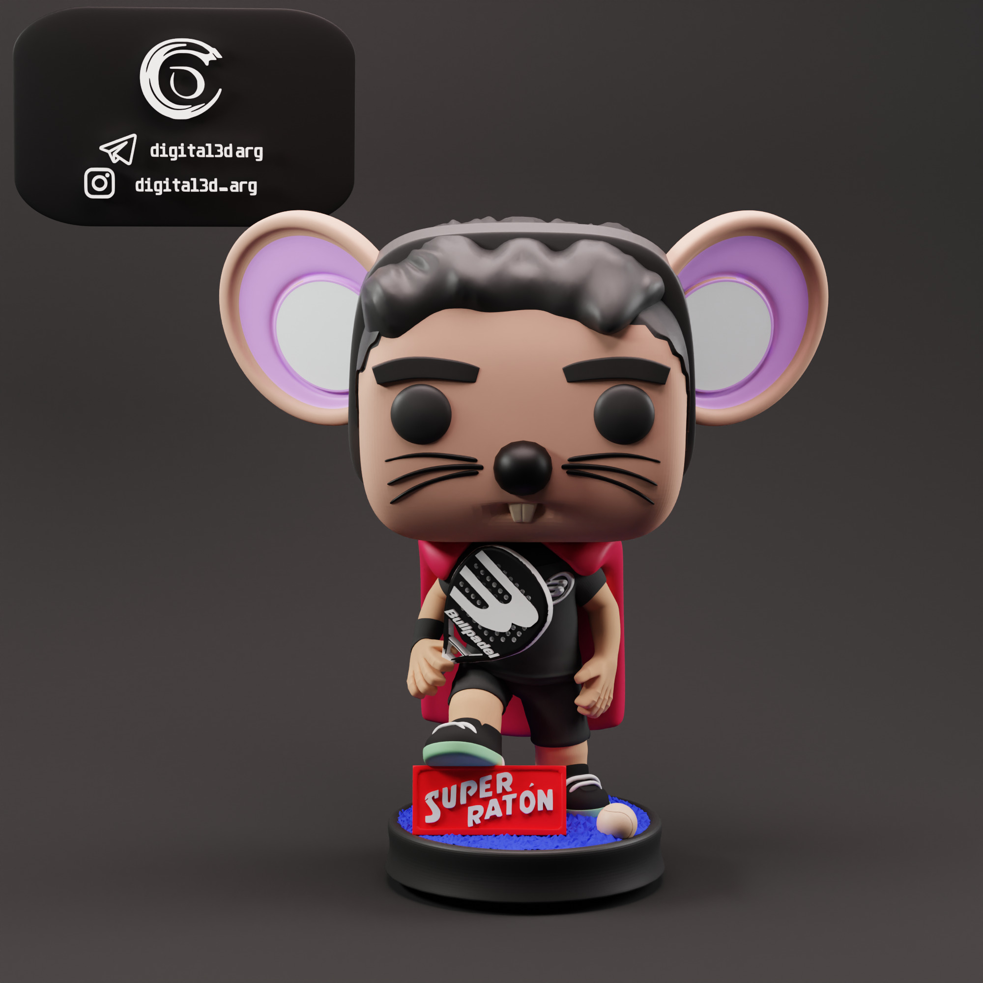 FUNKO FEDE CHINGOTTO EL SUPER RATON PADEL 3D print model_2