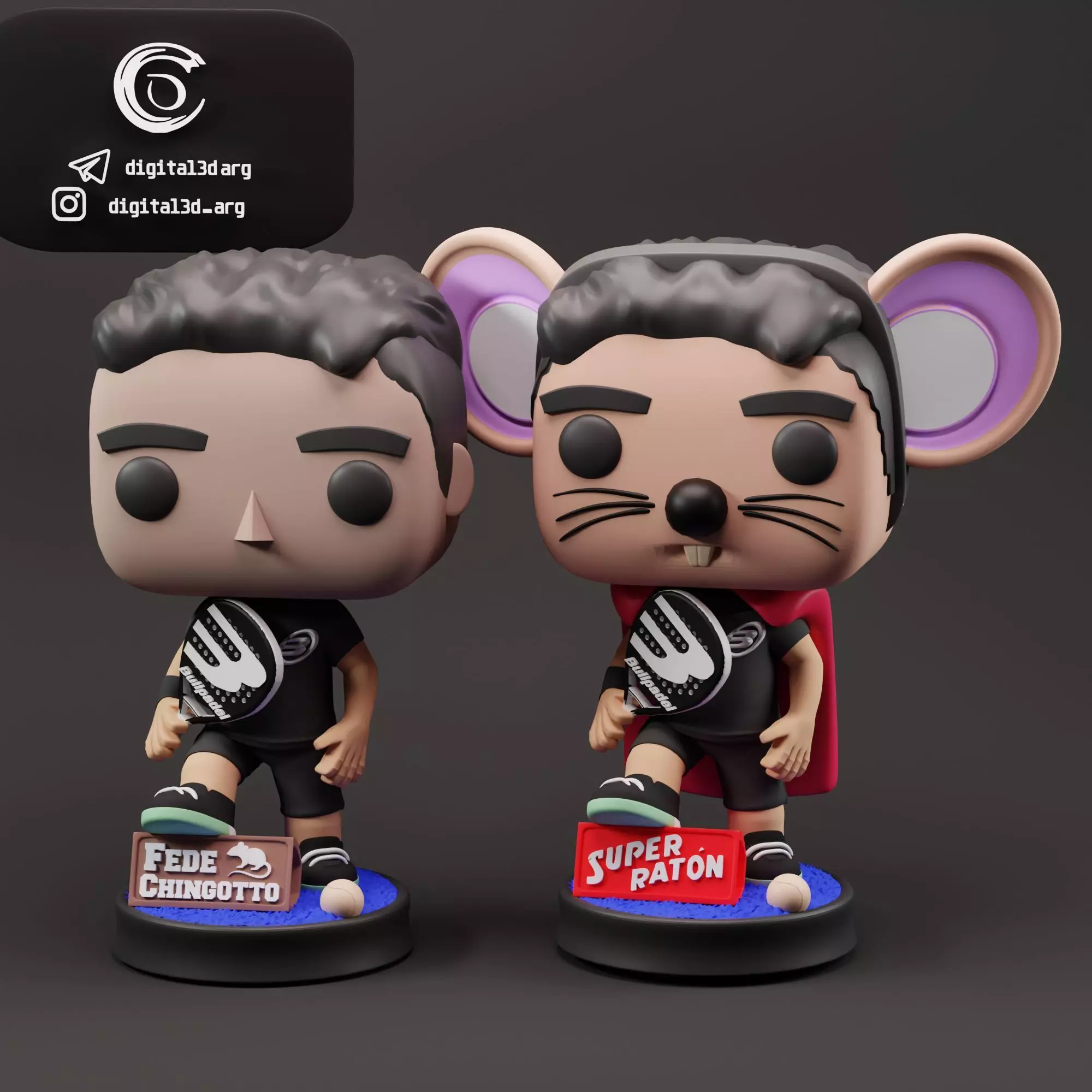 FUNKO FEDE CHINGOTTO EL SUPER RATON PADEL 3D print model_0