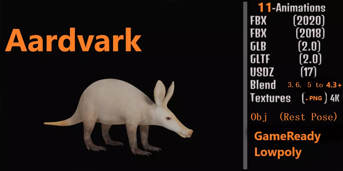 Aardvarks Low-poly 3D model