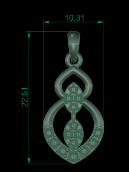 diamond pendant set 3D print model_1