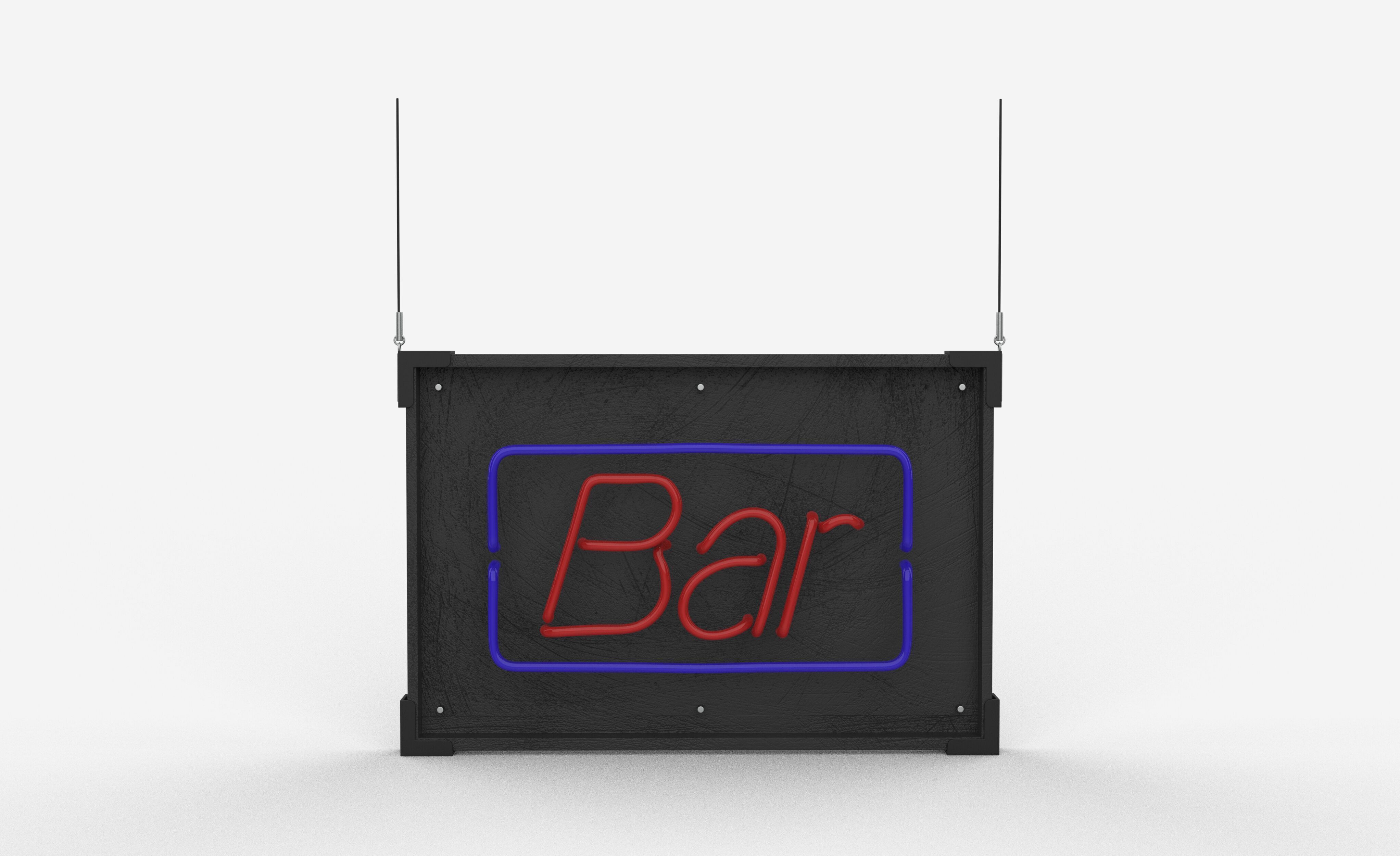 Bar Neon Sign 3D model_7