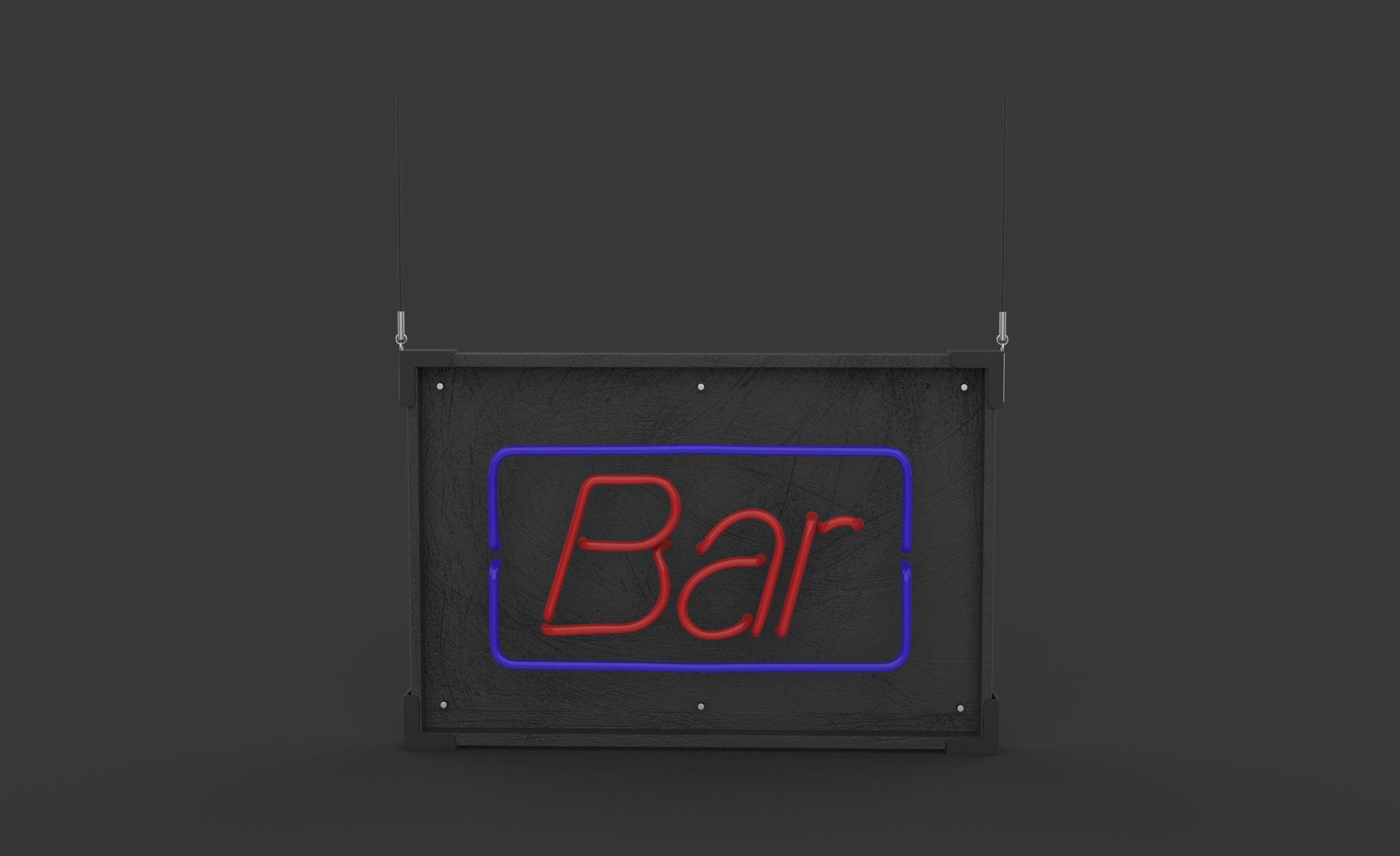 Bar Neon Sign 3D model_4